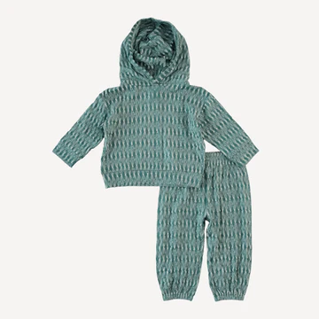 long sleeve hooded relaxed jogger set | sketched argyle | bamboo